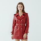 Alison Leather Lambskin Women’s Trench Coat-Regular Fit