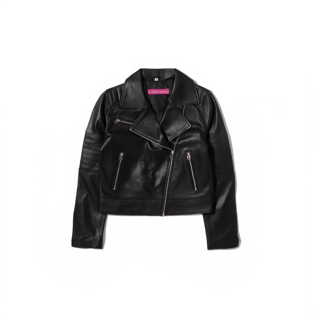 Alison Leather Lambskin Biker Jacket-Regular Fit