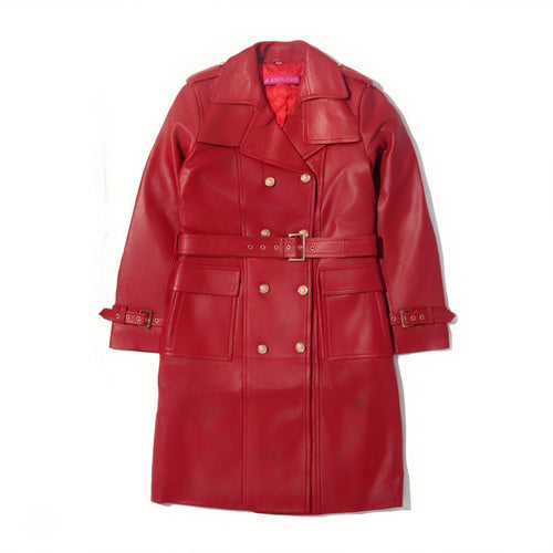 Alison Leather Lambskin Women’s Trench Coat-Regular Fit